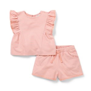 Striped Ruffle Matching Set