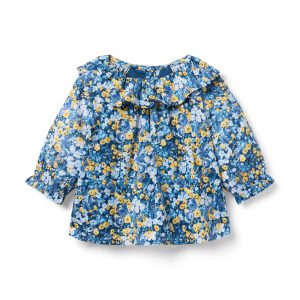 Floral Ruffle Collar Top