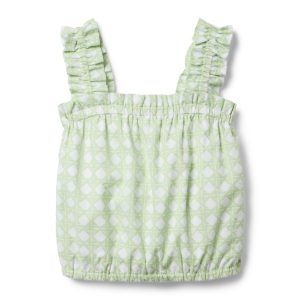 Checked Ruffle Strap Top