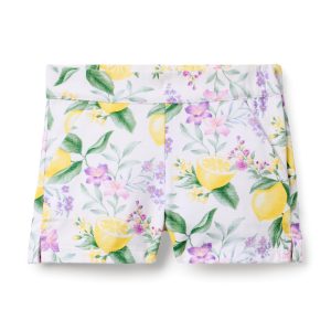 Lemon Floral Canvas Short