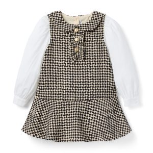 Houndstooth Tweed Dropwaist Dress
