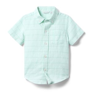 Plaid Linen-Cotton Shirt