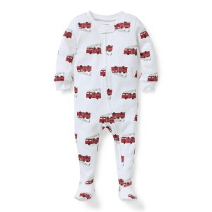 Baby Good Night Footed Pajama In Fire Truck