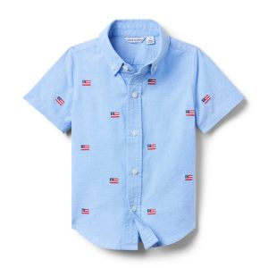 Embroidered Flag Oxford Shirt
