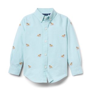 Embroidered Bulldog Oxford Shirt